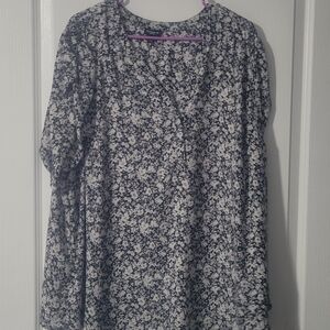 Torrid Black and White Floral Blouse